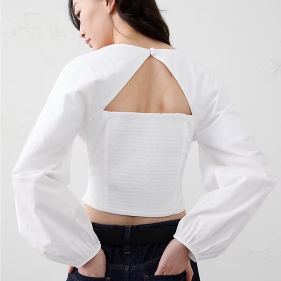 Banana Republic White Poplin Cropped Shirt NWT - Picture 5 of 6